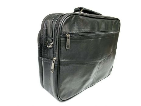 Мужская кожаная сумка портфель black 1028