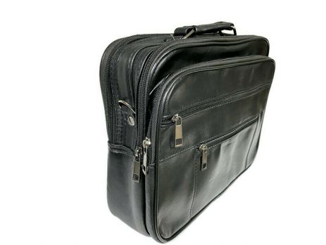 Мужская кожаная сумка портфель black 1028