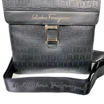 Кожаная мужская сумка Salvatore Ferragamo 72-602 Black