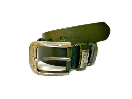 Ремень кожаный Lacoste green 1340