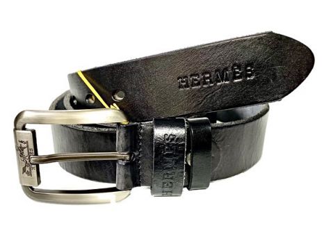 Ремень кожаный Hermes 1353 black