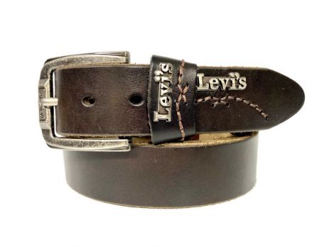 Ремень кожаный бренд "Лева, йс" 1532 brown