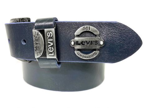 Ремень кожаный бренд "Лева, йс" 1607 blue