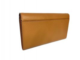 Кожаный женский клатч кошелёк Hermes 569 Apricot_3