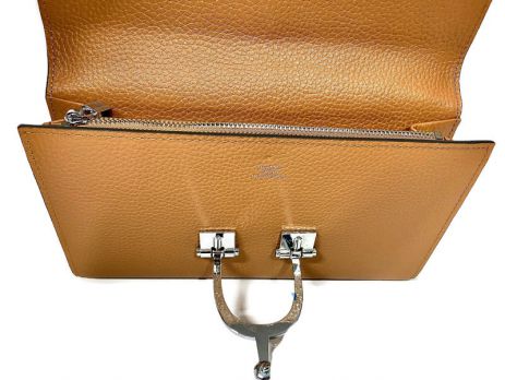 Кожаный женский клатч кошелёк Hermes 569 Apricot