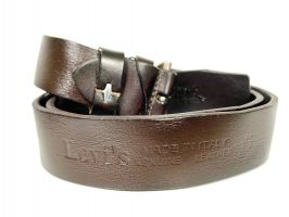 Ремень кожаный бренд "Лева, йс" 1671 dark brown_4