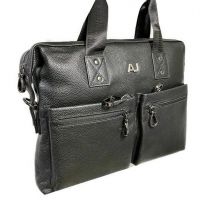 Мужская кожаная деловая сумка AJ 1728 Black_1