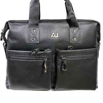 Мужская кожаная деловая сумка AJ 1728 Black