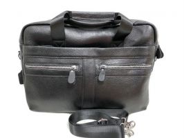 Мужской кожаный портфель сумка А4 black 1748_3