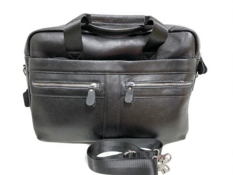 Мужской кожаный портфель сумка А4 black 1748