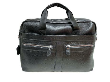 Мужской кожаный портфель сумка А4 black 1748