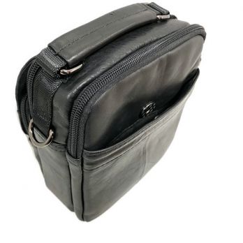 Мужская кожаная сумка через плечо ZNIXS 5105 black