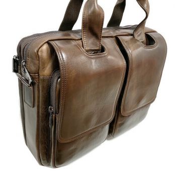 Мужская кожаная сумка портфель Fuzhiniao 714L brown