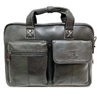 Мужская кожаная сумка портфель ZNIXS XL black 1902