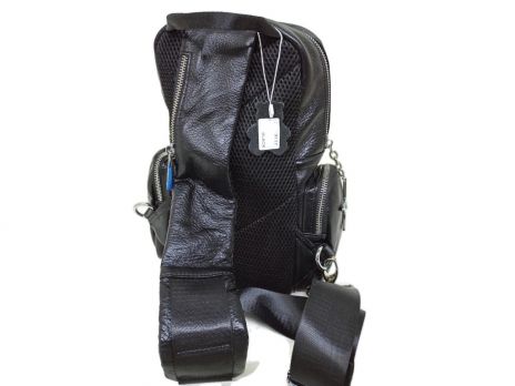 Рюкзак кожаный на одной лямке NN 3117 black