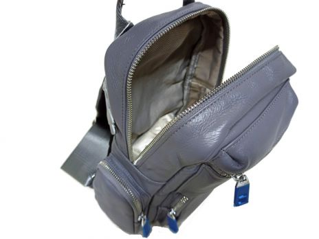 Рюкзак кожаный на одной лямке NN 3117 Gray
