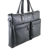 Мужская кожаная деловая сумка AJ 19-9916-3 Black_3