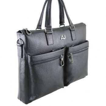 Мужская кожаная деловая сумка AJ 19-9916-3 Black