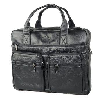 Мужская кожаная сумка портфель ZNIXS 0333 black XL