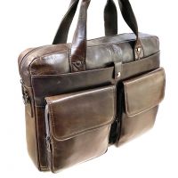 Мужская кожаная сумка портфель Fuzhiniao 817 XXL Brown_1