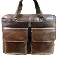 Мужская кожаная сумка портфель Fuzhiniao 817 XXL Brown