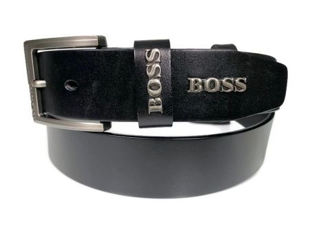 Ремень кожаный Boss 2403 black (Босс)