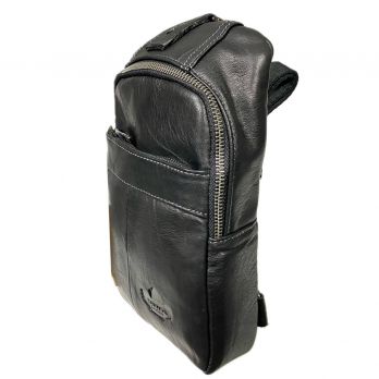 Рюкзак сумка нагрудная кожаная ZNIXS 96712 black