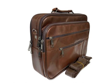 Мужская кожаная сумка портфель Brown 401