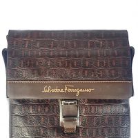 Кожаная мужская сумка Salvatore Ferragamo 72-602 Coffee_2