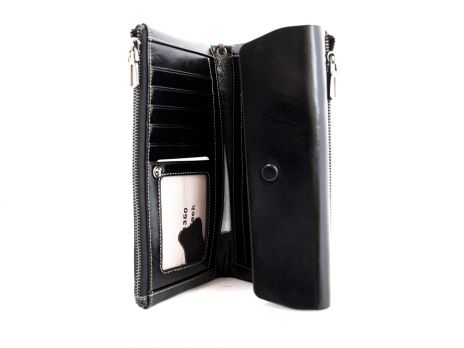 Кожаный женский клатч-кошелек Hassion 1350 black