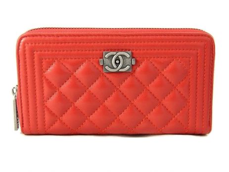 Женский красный кошелек на молнии Chanel 88711 Red