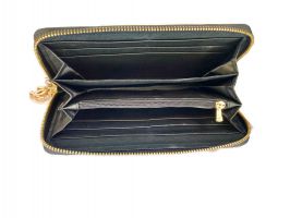 Кожаный женский кошелек на молнии Реплика Ch 1799-13 Black_1