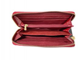 Кожаный женский кошелек на молнии Реплика Ch 1799-13 красный_2