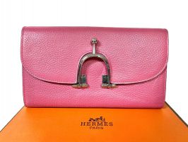 Кожаный женский кошелёк Hermes 569 Rose_0