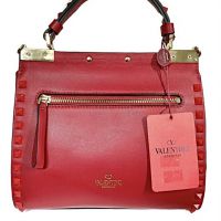 Женская красная кожаная сумка Valentino garavani 48714 Red_2